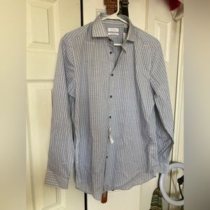 Men's Calvin Klein Slim Fit Medium Plaid Dress Shirt New With Tags